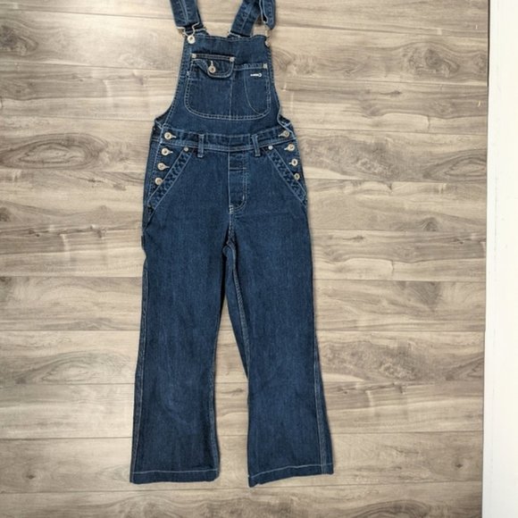 Y2K Vintage Silver Jeans Overalls Sz 1 Juniors